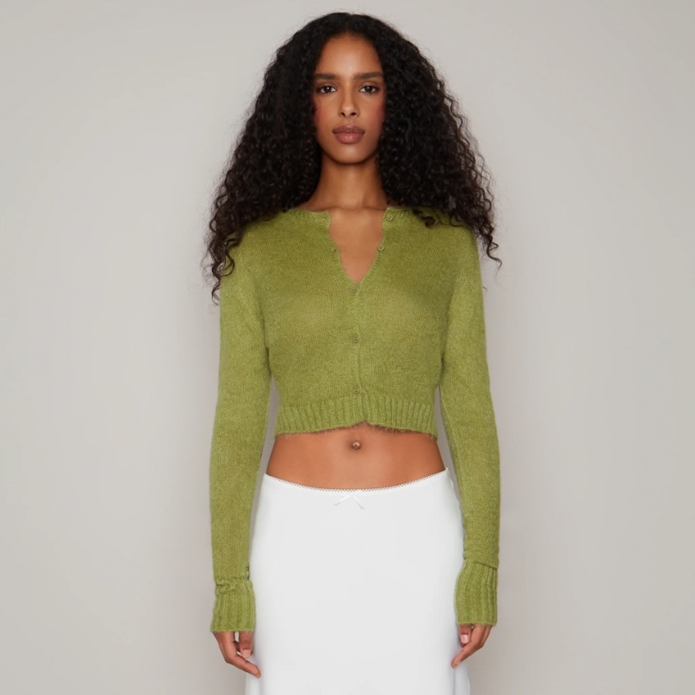 Danielle Guizio Mohair Ribbed Cardigan